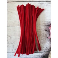 Zedhobi 25 Adet Z47 Kırmızı Şönil 30 cm Tüylü Peluş Tel Çiçek Yapımına Okul Öncesi Anaokuluna Uygun