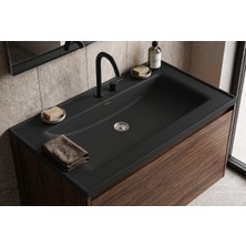 Güney Ankastre Aura 65 cm Siyah Granit Banyo Lavabosu