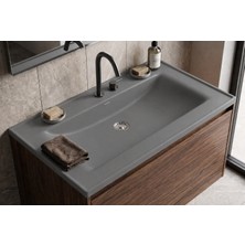 Güney Ankastre Aura 80 cm Gri Granit Banyo Lavabosu