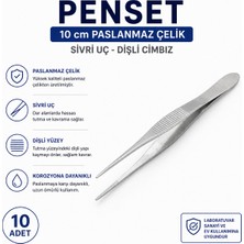 Labolist Penset 10 cm Paslanmaz Çelik - Sivri Uç Dişli Cımbız