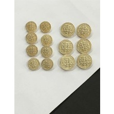 14 Adet Karışık Boy Hasır Desenli Gold Renk Trençkot,Kaban Ve Blazer Ceket Düğmesi Takımı