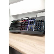 Mey İthalat Mey Ithalat® Q Klavye Rgb Işıklı Klavye ve Mouse Seti Kablolu Mouse Hediyeliş
