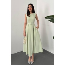 End Black Mint Halter Yaka Kloş Elbise