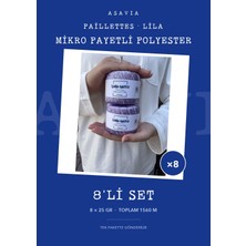 Lana Gatto Paillettes Örgü Ipi 8'li Set 8 x 25 gr Mikro Payetli Polyester – Lila