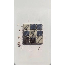 Ru Collection Siyah Beyaz Mermer Desenli Dekoratif Bardak Altlığı