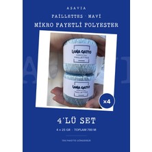 Lana Gatto Paillettes Örgü Ipi 4'lü Set 4 x 25 gr Mikro Payetli Polyester – Mavi
