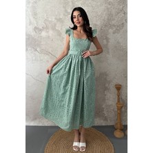 End Black Mint Dantelli Brode Elbise