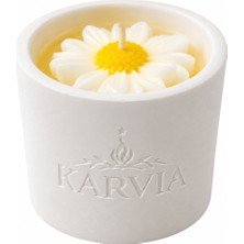 Karvia Karvıa Desenli Papatya Dekoratif Beton Mum – El Yapımı