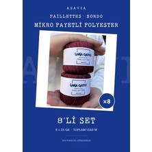 Lana Gatto Paillettes Örgü Ipi 8'li Set 8 x 25 gr Mikro Payetli Polyester – Bordo