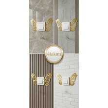 Art For You 4 Takım Gold Pleksi Kelebek Priz Anahtar Çerçevesi