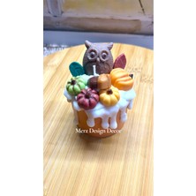 Merz Design Decor El Yapımı %100 Doğal Soya Wax Baykuş Balkabağı Temalı Kokulu Pasta Mum