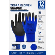 Violent VIO2511 Polyester Dokuma Nitril Ile Yarı Kaplanmış Zebra Iş Eldiveni 10 Numara (12 Çift)