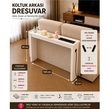 Trmuko Auratech Dresuar  & Usb-Tech Konsol Raf - 3 USB + 4 Priz Girişli Mdf Koltuk Arkası Raf Beyaz 100X85X12