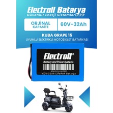 Kuba Grape 15 Uyumlu Batarya (Standart Kapasite) Lifepo4 60V 32AH Elektrikli Otomobil Bataryası