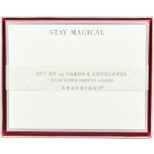 1001 Düz Notlar, Stay Magical" Tasarımı - 15 Özel Günler Şık Not Kartı ve Zarflar, Güzel Gümü�