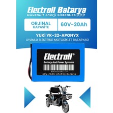 Electroll Yuki Yk-32-Aponyx Batarya (Standart Kapasite) Lifepo4 60V 20AH Elektrikli Motosiklet Bataryası