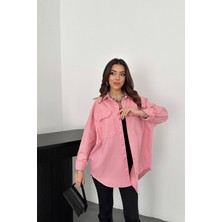 End Black Pembe Gabardin Gömlek