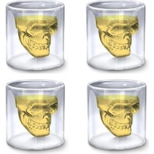 1001 Crystal Head Kuru Kafa 4’lü Shot Bardak Seti Tekila Bardağı Kuru Kafa Tasarımlı Isıya Dayan�