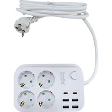 1001 Showmax Serisi SH-2946 Termal Akım Korumalı Priz 2 mt (4 Priz + 4 USB + 2 Type-C)