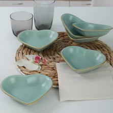 1001 Mat Açık Yeşil Gold Kalp Çerezlik 14 cm 6 Adet