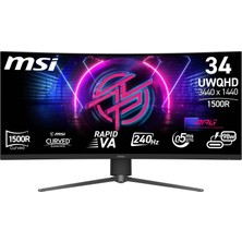 1001 34" Mpg 346CQRF X24, Gaming Monitör, Uwqhd, 21:9 Curve 1500R, Rapid Va, 240Hz, 0.5ms (Min.), Adapti