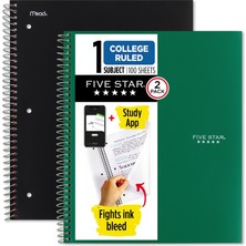 1001 Spiral Defter + Çalışma Uygulaması, 2'li Paket, 1 Konu, Kolej Çizgili Kağıt, Mürekkep Kanama