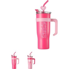 1001 Barbie Lisanslı Pipetli Tutacaklı Termos 1600ML