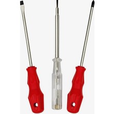 1001 3’lü Tornavida Kontrol Kalemi Seti, 20 Cm, Düz, Yıldız Uçlu Ergonomik Tutma Kolu, Dayanıklı