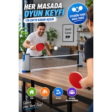 Medushop Teleskopik Masa Tenisi Filesi 170 cm Açılır Kapanır Rulo Ping Pong File Seti Gri Mavi