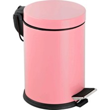 1001 Premium Serisi 5 Litre Hacimli Paslanmaz Banyo-Mutfak Pedallı Çöp Kovası Pembe, 5l