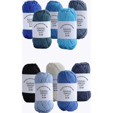1001 25 Gram Mini Cotton SERISI%100 Pamuk Örgü Ipi 10 Renk Punch ve Amigurumi Ipi (Mavi)