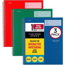 1001 Interaktif Not Alma Spiral Defter 3'lü Paket, 1 Konu, Geniş Çizgili, 28X22CM, 100 Yaprak, Orman