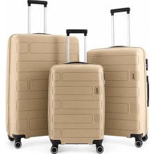 1001 Ehs 5236 4 Teker Pp Valiz Seti Bej