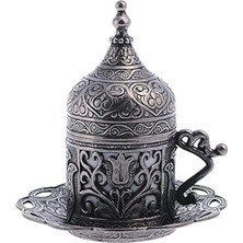 1001 (1 Adet Türk Yunan Arap Kahvesi Espresso Fincanı Tabağı (Lale) (Siyah)