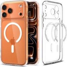 1001 iPhone 17 Pro Max ile Uyumlu Magsafe Kılıf Ultra Hybrid Mag Fit Sararmaya Dayanıklı Beyaz Şeffa