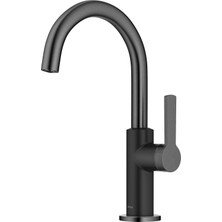 1001 Oletto Tek Saplı Mutfak Bar Musluğu Mat Siyah/noktalı, Siyah Paslanmaz, KPF-2822MBSFSB