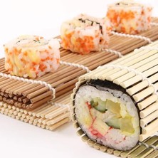 1001 Bambu Sushi Sarma Hasırı 24X24 cm | Doğal Bambu Sushi Mat | Sushi Maker Için Rulo Sarma Matı |