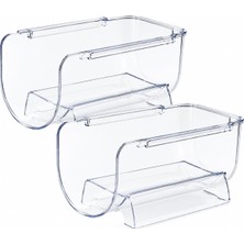 1001 Buzdolabı Şişe Rafı Düzenleyici Şeffaf 2'li Set, 11X20X10 cm