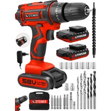 1001 Alman Highline 58 V 5 Ah Darbeli Bakır Sargılı Çift Akülü Vidalama Matkap - ST0518R215400105