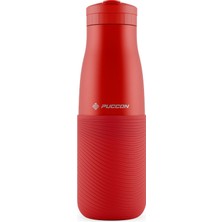 1001 Kırmızı 500 ml Paslanmaz Çelik Termos - Silikon Kaplı (Dalga) Okul, Günlük, Kamp - 50019