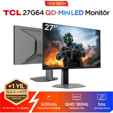 1001 27G64 Gaming Monitörü 27" 1ms 180Hz Qhd 2k Qd-Mini LED Oyuncu Monitörü (Hdmı+Dp, Fast-Hva Panel,