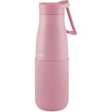 1001 Pembe 500 ml Çelik Okul Matarası - Silikon Gövdeli (Nokta) Çelik Termos - 50025