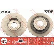 Trw DF6598 Arka Fren Aynasi (Dolu Tip) P4008-C4 Aircross 1.6-1.8 12=> / Mitsubishi Asx 1.6l 9hd Dv6 Dı-D GA7W 15-> (302 Çap x 5 Bijon) - Takım Disk Fiyatıdır 1609901080-4615A125-4615A168