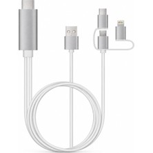 1001 Lightning Type-C Micro USB To HDMI Görüntü Aktarma Kablosu, iPhone iPad Android Telefon Tablet Uy