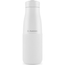 1001 Beyaz 500 ml Paslanmaz Çelik Termos - Silikon Kaplı (Dalga) Okul, Günlük, Kamp - 50018