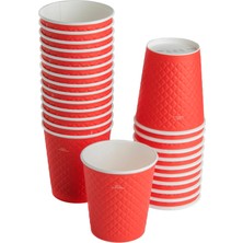 1001 25 Adet Kırmızı Tek Kullanımlık Çift Duvarlı Karton Bardağı 8 Oz, Küçük Kağıt Kahve Ba
