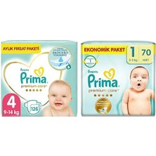 1001 Bebek Bezi Premium Care 4 Beden 126 Adet Maxi Aylık Fırsat Paketi & Prima Bebek Bezi Premium Care
