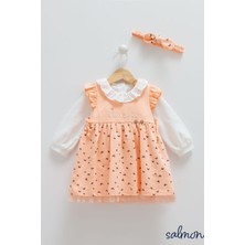 Caramell Incibaby % 100 Pamuk Astarlı Kız Bebek Elbise, Gömlek, Bandana Çıtçıtlı 3'lü Set Yeni Sezon