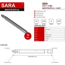 Sara S929 Ph2 75 mm Manyetik Bits Uç – 10’lu