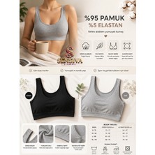 Sensiva Lingerie Kadın 2'li Set Kalın Askılı Büstiyer -Çıkarılabilir Pedli - Telsiz Balensiz Yarım Atlet 2 Li Paket - Siyah - Gri